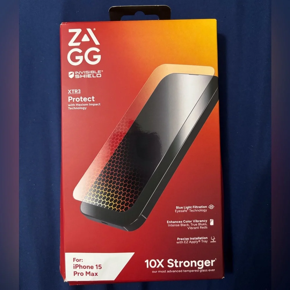 NWOT ZAGG Glass XTR3 Blue Light Screen Protector for iPhone 15 Pro Max